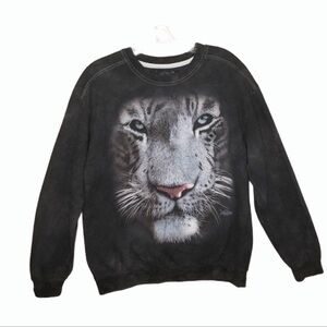 The Mountain Big Cat Tiger Crew Neck Black Oversized Sweatshirt Size Large